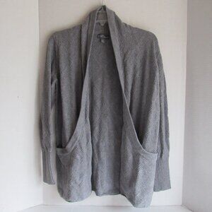 Market and Spruce Gray Diamond Weave Open Front Cardigan Sweater Size Medium